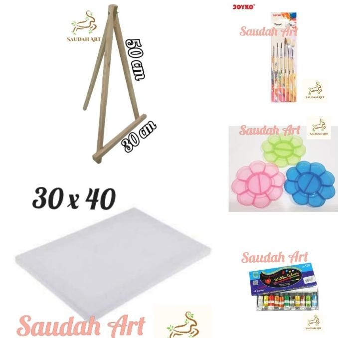 

PAKET LUKIS LENGKAP (KANVAS 30X40,PALET,KUAS,CAT AIR,EASEL)