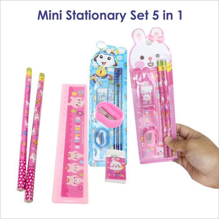 

Set Alat Tulis / Stationery Set / Alat Tulis Sekolah 5 In 1 Macam Warna dan Karakter