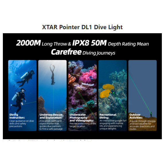 XTAR Pointer DL1 Dive Light, Senter Selam, Pointer Diving,
