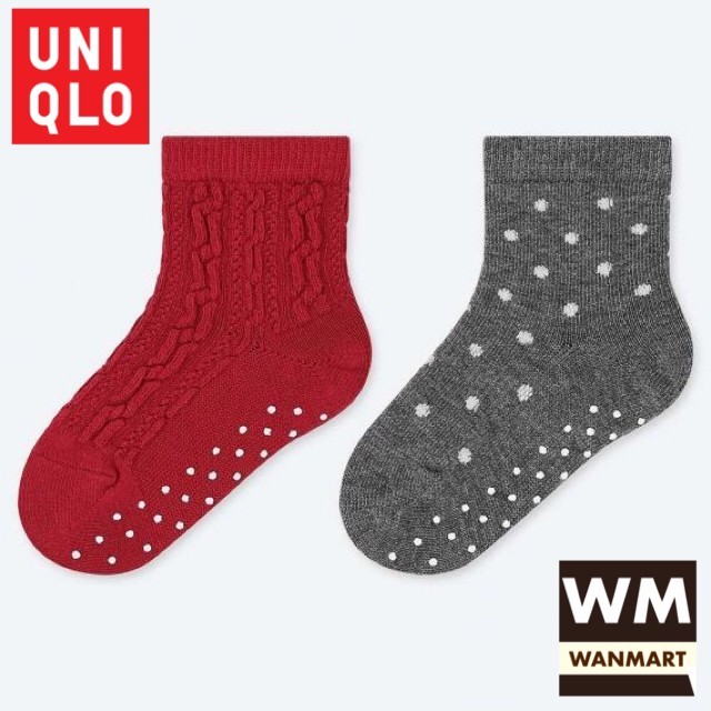 UNIQLO Baby Socks Cable Kaos Kaki Bayi Perempuan Red 2 Pasang