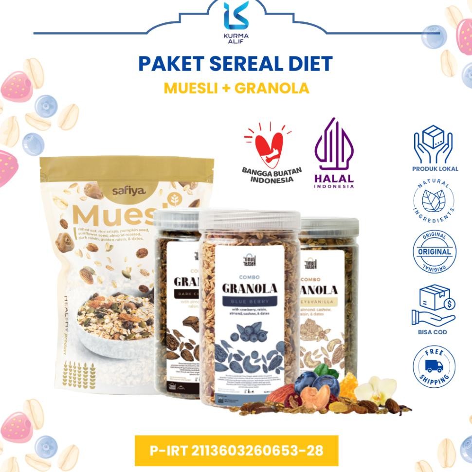 

Oatmeal Mueli Afiya Granola Timur Tengah Ereal Lengap Nut Fruit