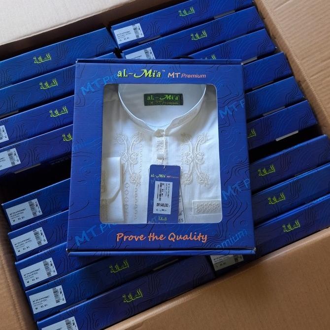 Baju koko almia al mia al-mi'a al-mia MT lengan panjang putih pria Terlaris