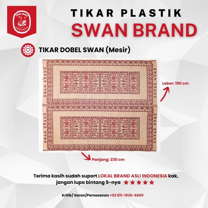 Tikar Plastik Swan Brand - Tikar Dobel Swan Brand 230 Cm X 190 Cm - Mr Best Seller