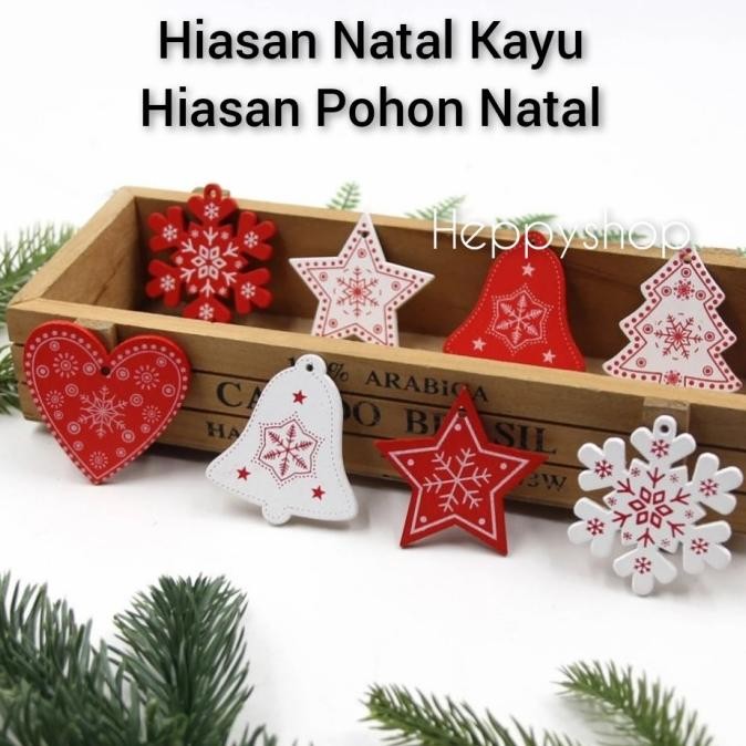 ------] Hiasan Natal Kayu, Hiasan Pohon Natal, Hiasan Hampers Natal