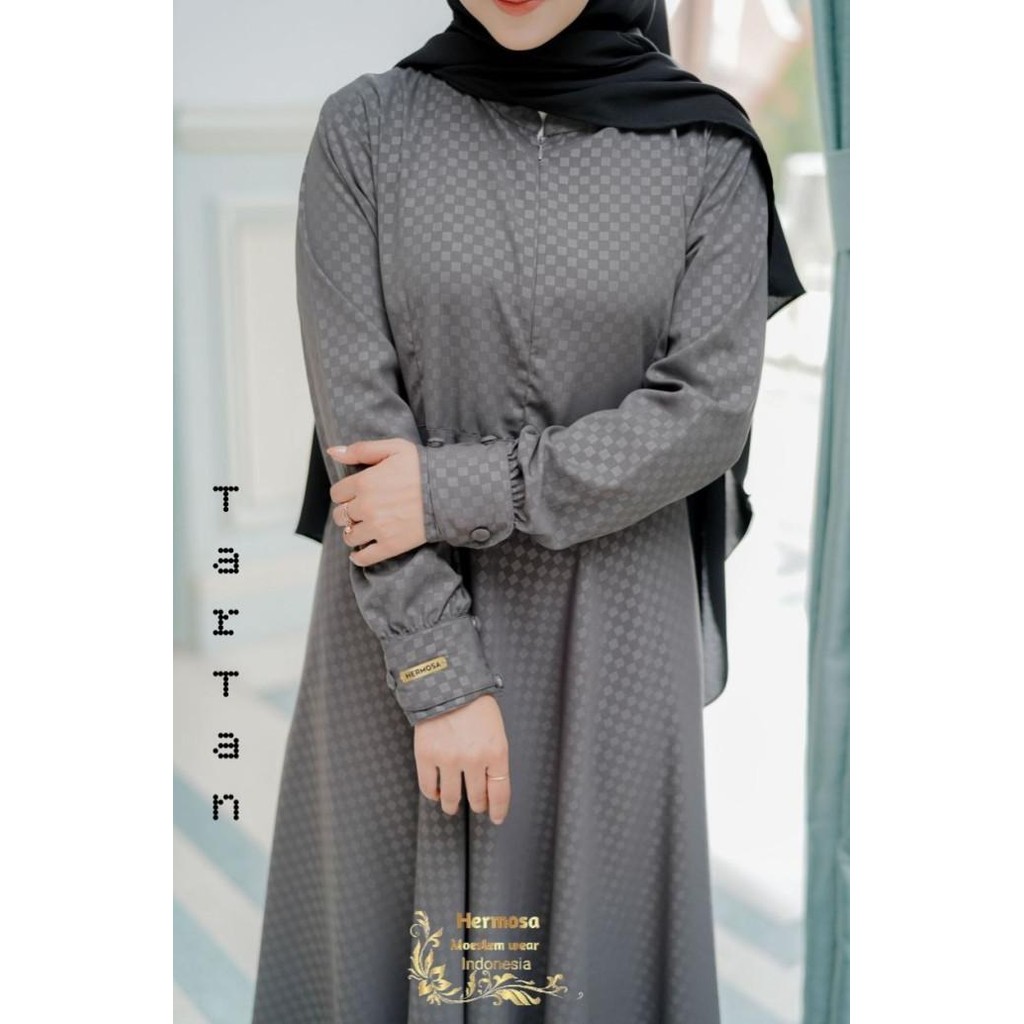 Gamis Tartan Abu Tua Original Hermosa Original