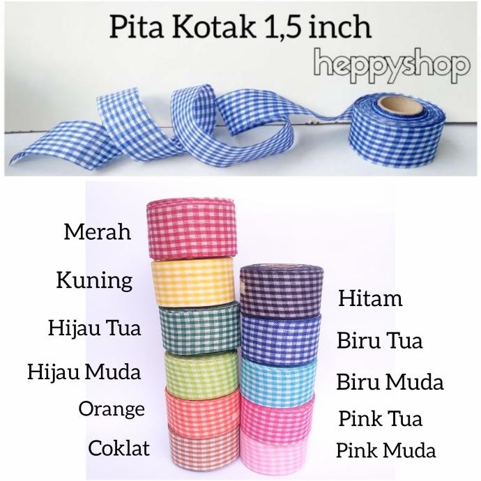 

Buruan serbu] Pita Kotak 1,5 inch, Pita Motif Kotak