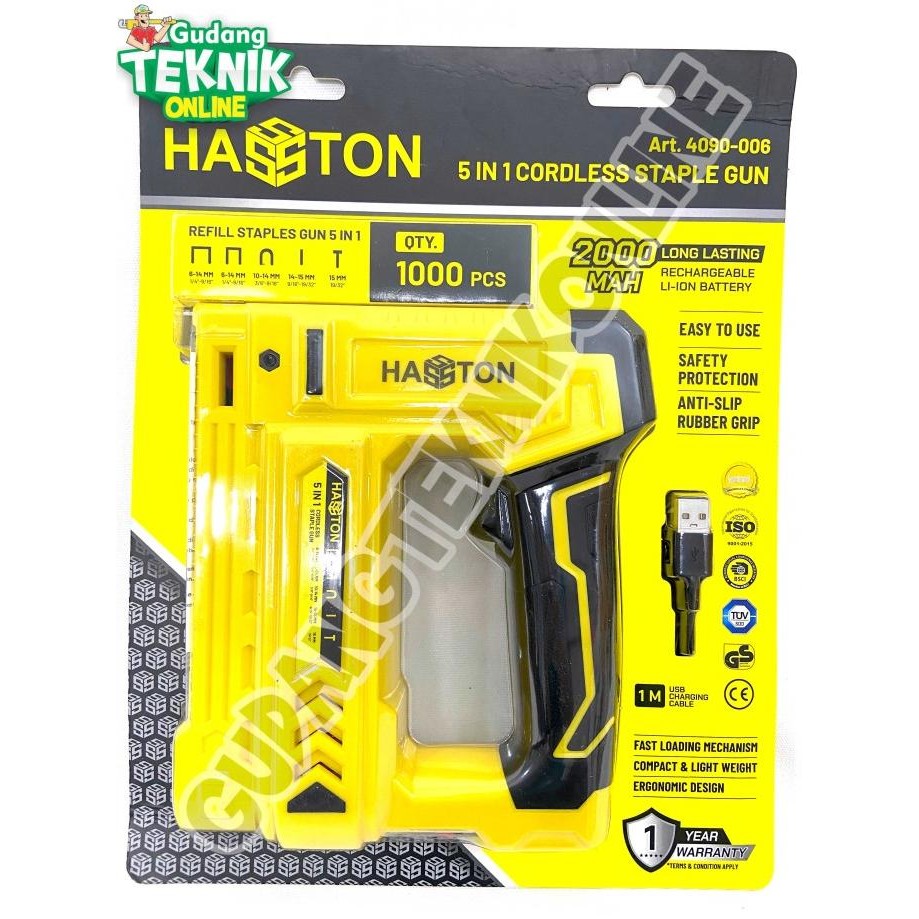 

Promo Staples Gun CORDLESS 5in1 5 Fungsi HASSTON 4090-006 Alat Stapler Paku COD