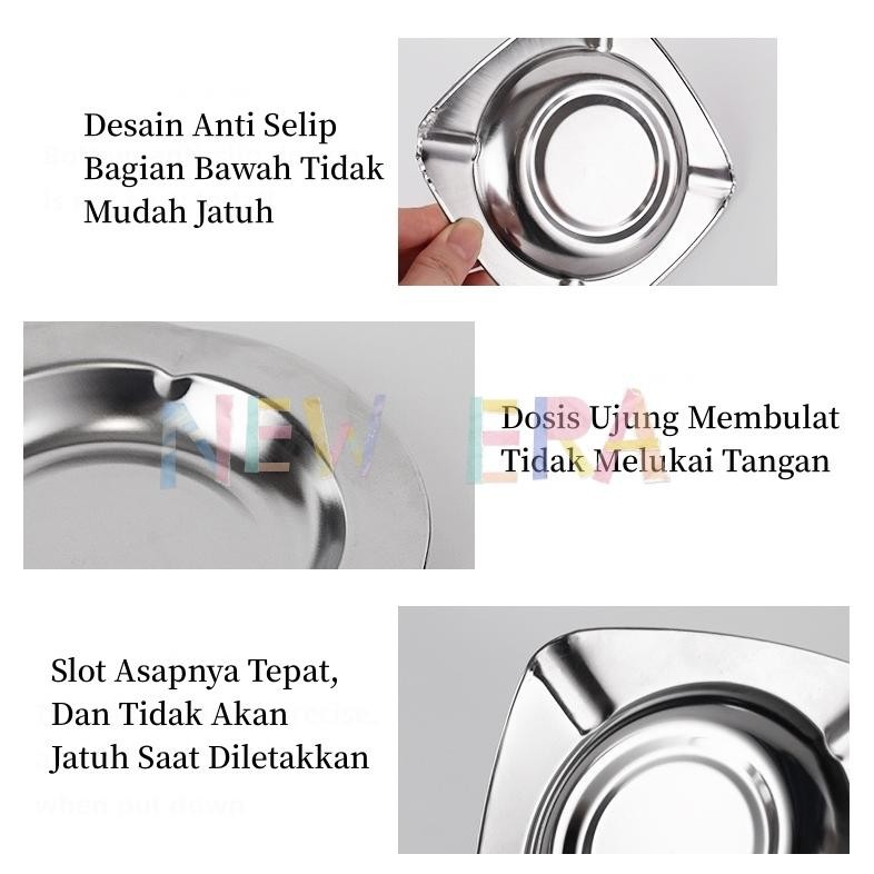 Bisa COD NewEra Asbak Rokok Stainless Steel Asbak Rokok Stainless Bulat Asbak Petak Mangkok Asbak Ro