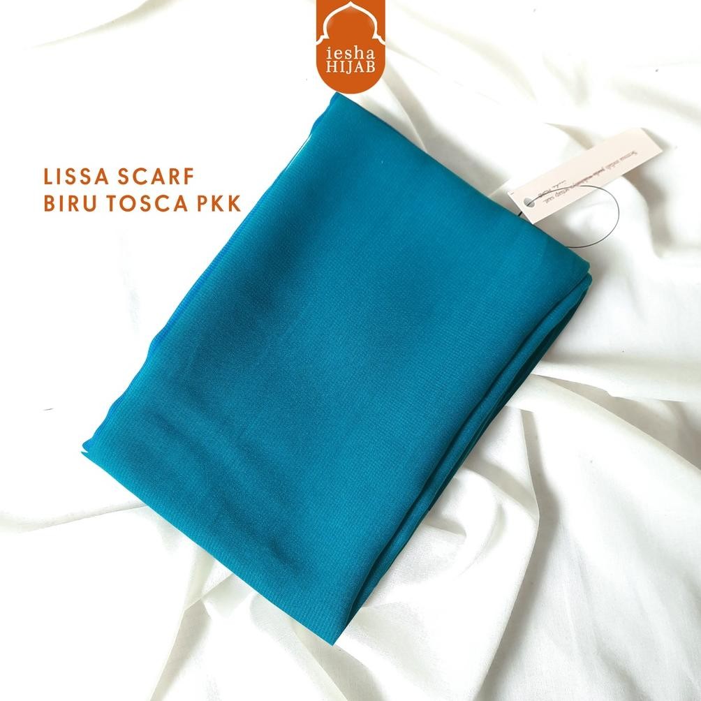 TRENDING LISSA SCARF PKK HIJAU TOSCA BIRU TOSCA  -HIJAB BELLA SQUARE POLYCOTTON POTON JAHIT TEPI RAP
