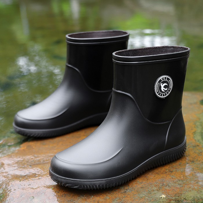 Sepatu Sawah Pria Boot Karet Full Hitam Kerja Proyek Anti Waterproof