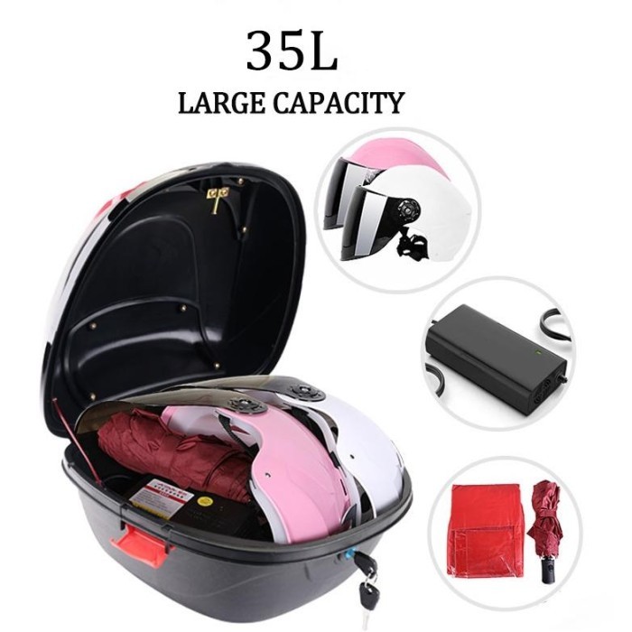 Garansi 1 tahun Epic Finds Box motor belakang 35 Liter , bagasi motor, Helm Sepeda Motor Bagasi