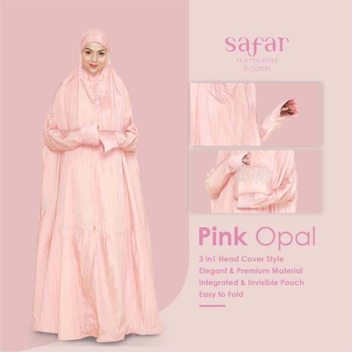 Mukena Dewasa - Mukena Safar Pink Opal By Gumun, Mukena, Mukena Travel