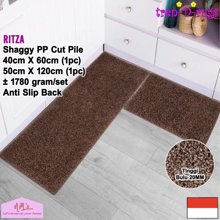 Tren-D-rugs karpet keset kaki shaggy polos estetik modern alas lantai depan pintu masuk dapur set