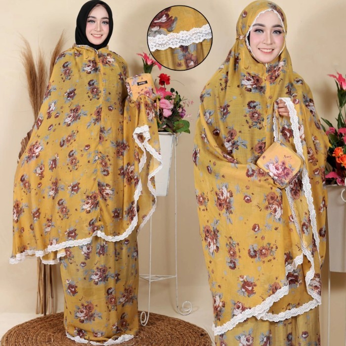 Mukena Traveling Mini Pouch Bulat Ringan Mukena 2 In 1 Silky Premium