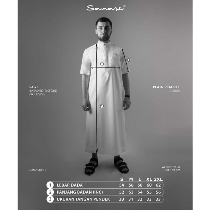 Samase Jubba Jubah Plain Placket S025 Lengan Pendek Ghamis Pria Dewasa Samase Original