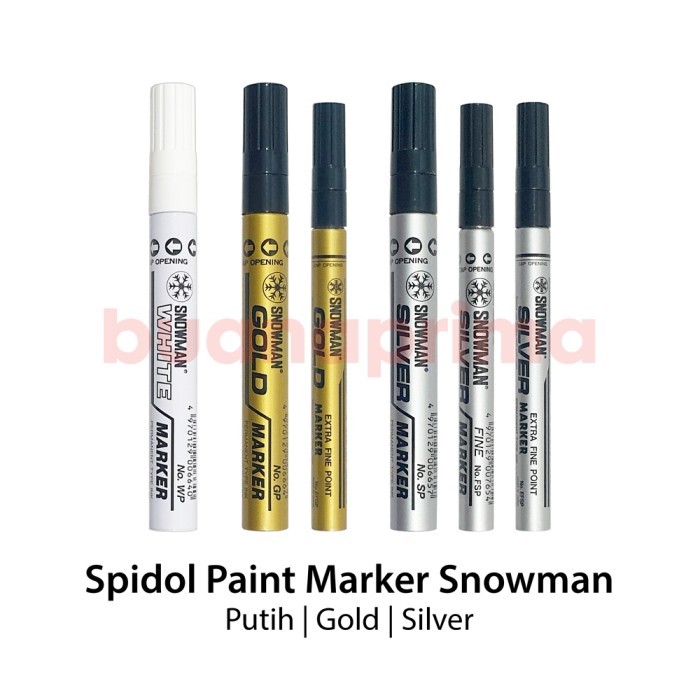 

LIMITED EDITION SPIDOL PAINT MARKER SNOWMAN PERMANENT PUTIH GOLD SILVER EXTRA FINE TIP KODE 332