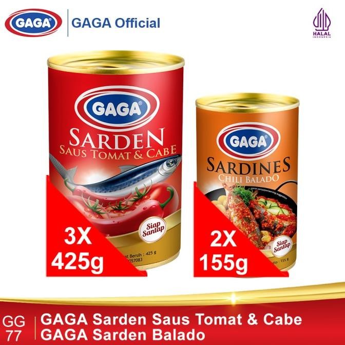 

GAGA Sarden Saus Tomat 425g dan GAGA Sarden Balado 155g (GG77) JRS