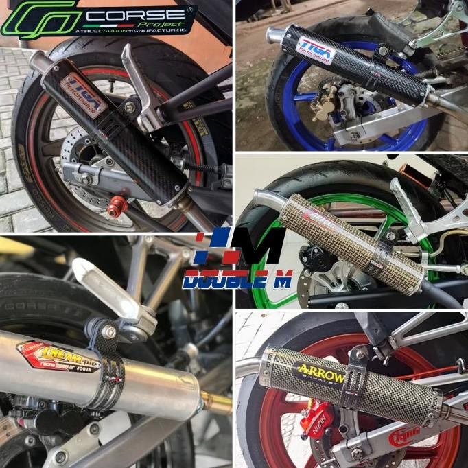 Miliki Klem Kleman Breket Knalpot 2 Tak Carbon Karbon Selencer Arrow