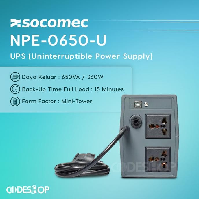 Produk Baru Ups Komputer Socomec Netys Pe 650-U 650Va 360 Watt Npe-0650-U Port Usb