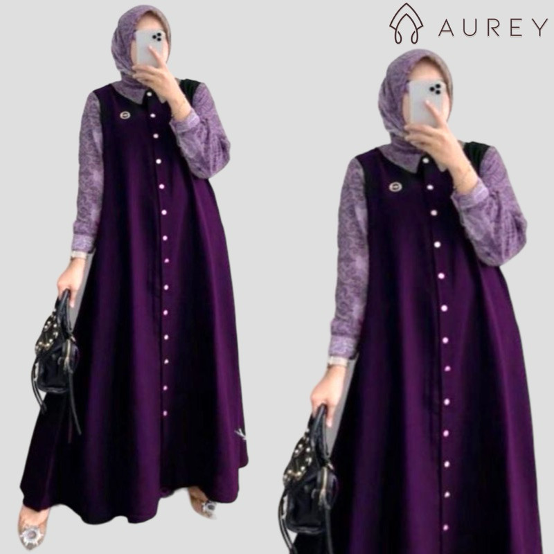 Aurey set hijab gamis wanita elvira dress gamis wanita busui setelan hijab gamis wanita dress polos