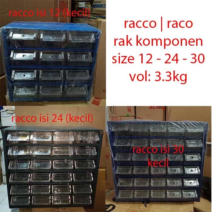 Racco Rak Komponen Jumlah Laci 12 24 30 Kecil Organizer Racoo