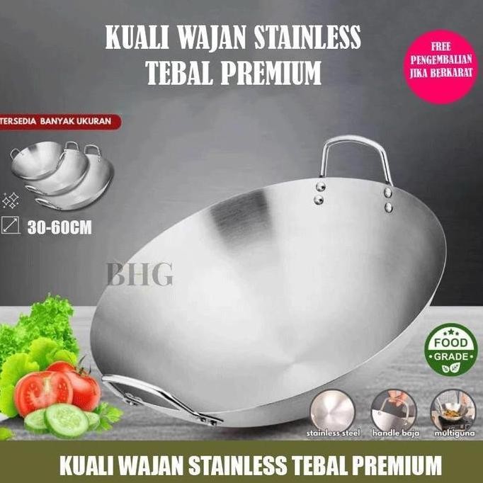 New "" WajanPenggorengan Stainless Steel Tebal/ Wajan Penggorengan Anti Lengket SUS 304 Asli/Wajan C