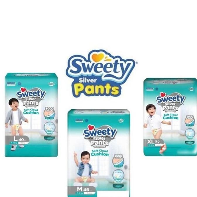 Diskon SWEETY SILVER PANTS M46/L40/XL32 Bayi Popok diapers