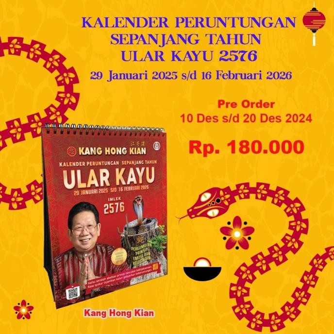 

Buku Dan Kalender Peruntungan Sepanjang Tahun Ular kayu 2025/Imlek 2576 - Kang Hong Kian