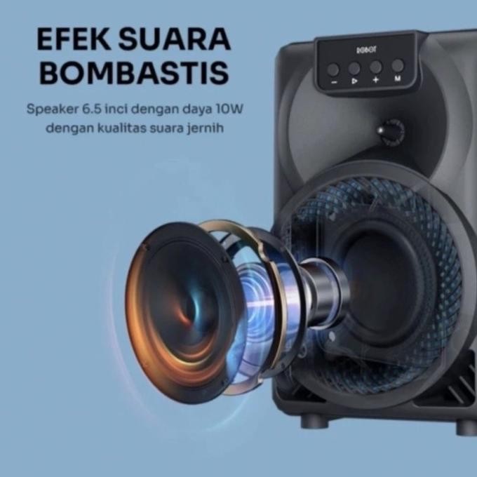 Robot Rb350 Portable Bluetooth 5.3 Karaoke Rgb Speaker + Microphone Termurah