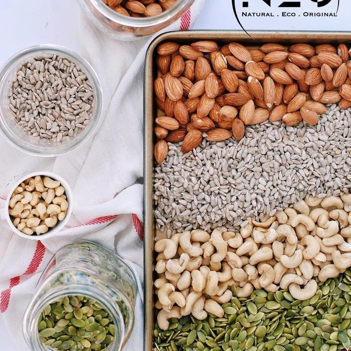 

BARANG TERLARIS Mix Nut Seed 500gr- almond, Cashew, Pumpkin Seed, Sunflower Seed (Siap Makan) Trail