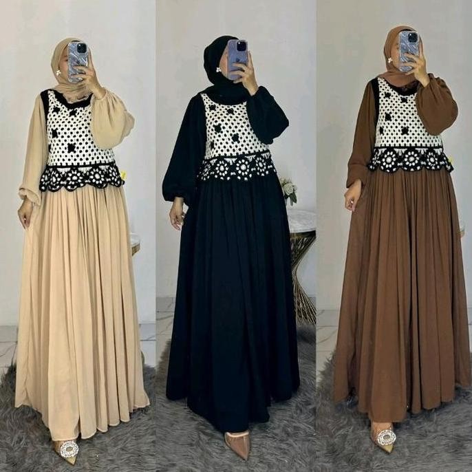 Inara dress gamis vest gamis korean style gamis korea gamis lebaran Muslim Cantik Wanita Kondangan R