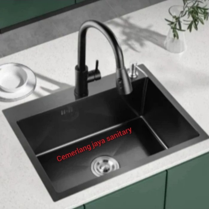Kitchen Sink Stainless Black Hitam Ukuran 50 x 40 Cm
