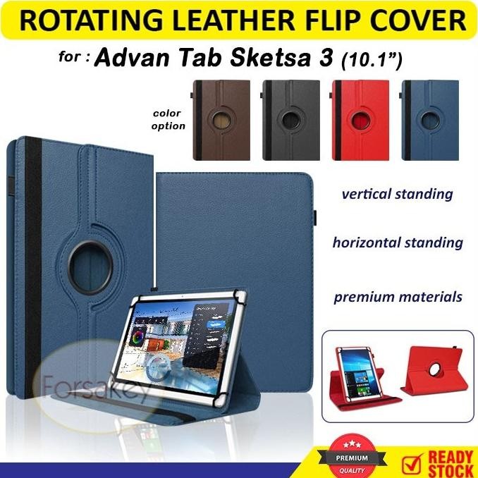 Asli Advan Tab Sketsa 3 10.1" Rotating Flip Case Casing Book Cover Advance