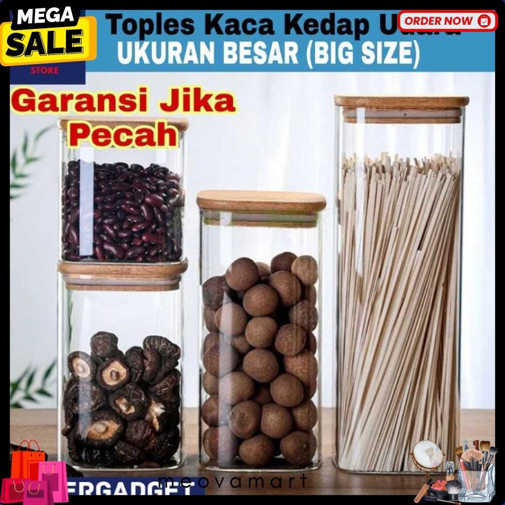 Toples Ukuran Besar Toples Kaca Tutup Kayu Kedap Udara Mr1 Diskon