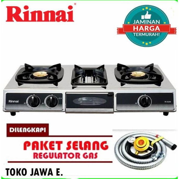 KOMPOR GAS 3 TUNGKU RINNAI RI-5124E Kompor Gas 3 Tungku + Kompor Kecil Ditengah