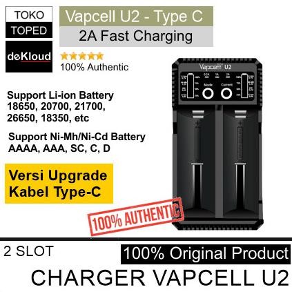 Authentic VAPCELL U2 Fast Charger Battery 2A | 18650 21700 AAA AA