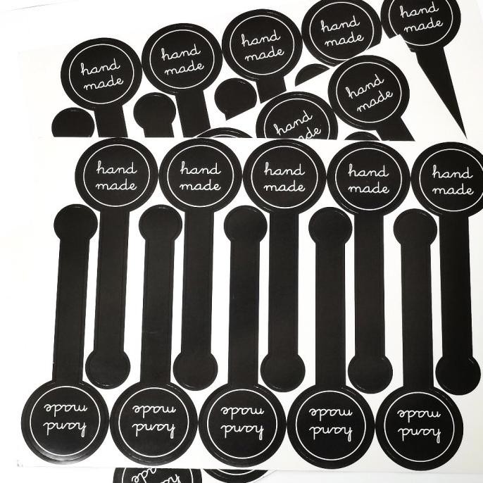 

/////] Sticker Hand Made Hitam/Pink/Biru/Hijau Label Packaging Hampers,100pcs