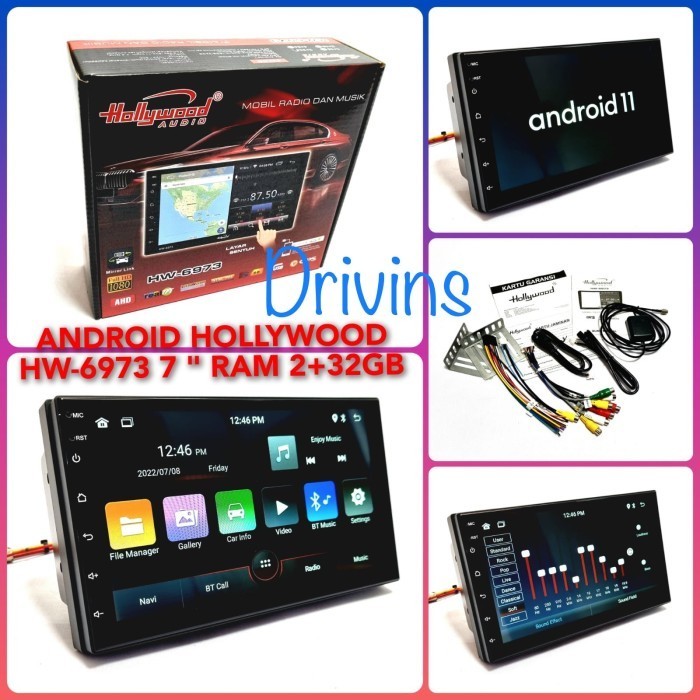 HEAD UNIT DOUBLE DIN ANDROID HOLLYWOOD HW-6973 7INCH RAM 2/32GB