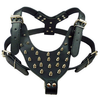 Black Spiked Pu Leather Pet Dog Harness Dog Chest Belt Pet Accessory