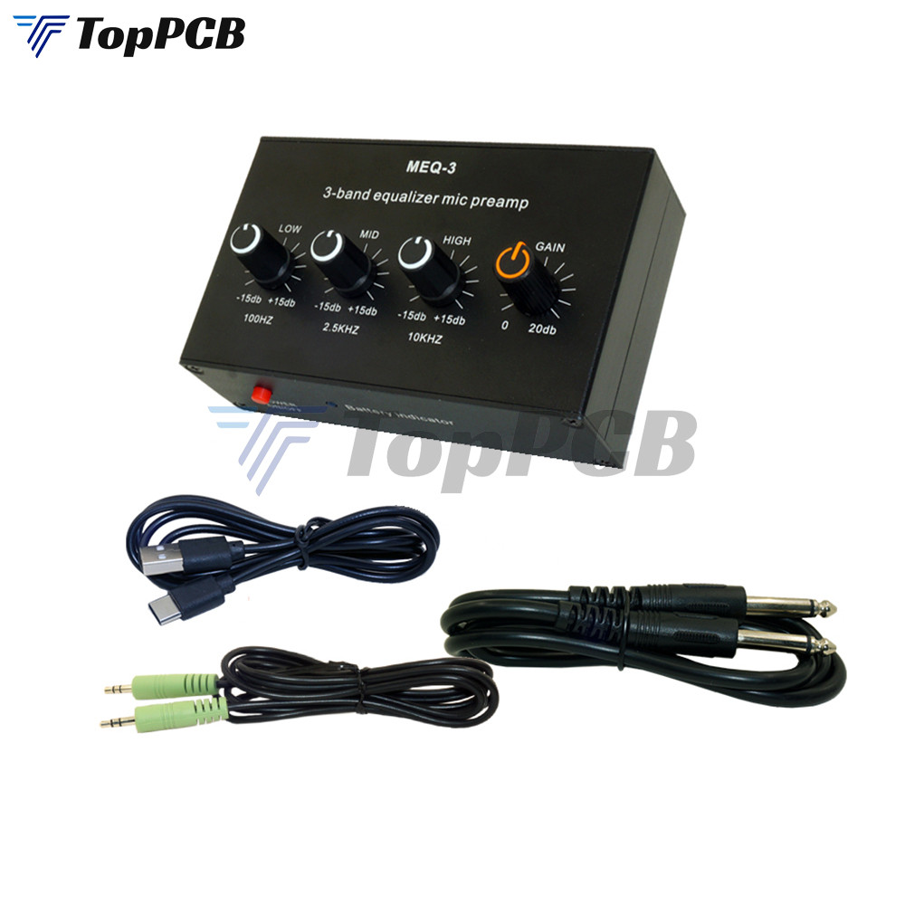 JBS MEQ3 3-Band Equalizer Mic Preamp Treble Mid Bass Gain Adjustable Type-C 5V Rechargeable Speaker 