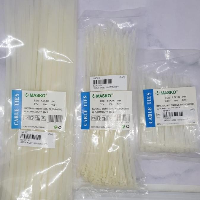 

cusss order] SABUK KABEL TIES 200X2.5MM PUTIH isi 100 pcs (CABLE TIES)