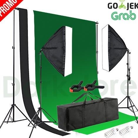 PAKET LIGHTING SOFTBOX LAMPU MINI STUDIO FOTO BACKGROUND + LAMPU