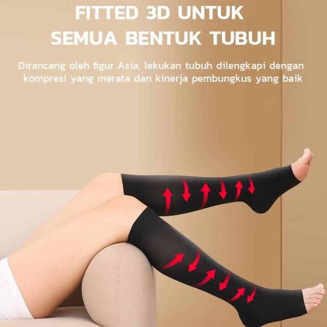 Medical Compression Stocking Kaos Kaki Varises Wanita Pria Stocking Compression Varises Toe-Baring H