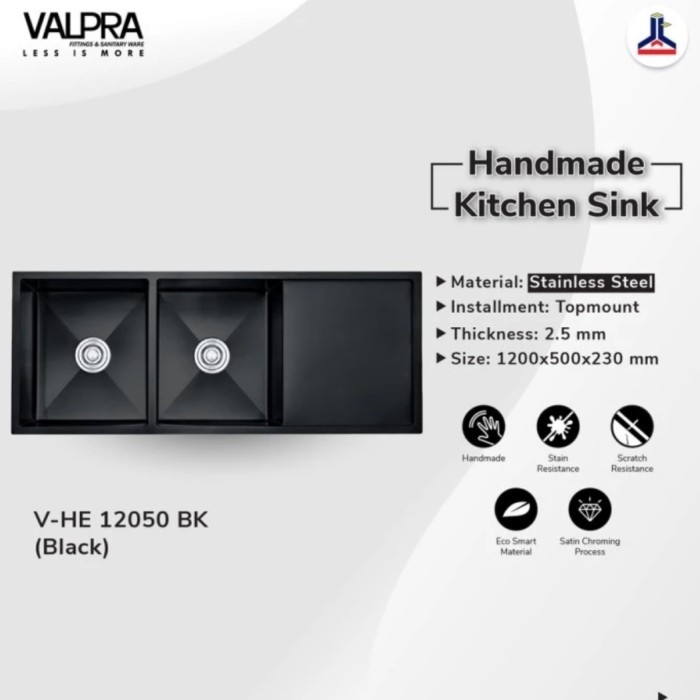 BAK CUCI PIRING 2 LUBANG SAYAP VAPRA 12050/KICHEN SINK VALPRA 12050