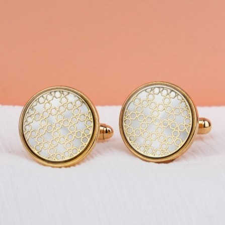 Cufflink Pria Mewah Gold Stainless Steel Thobe Kabak Jace Cufflink