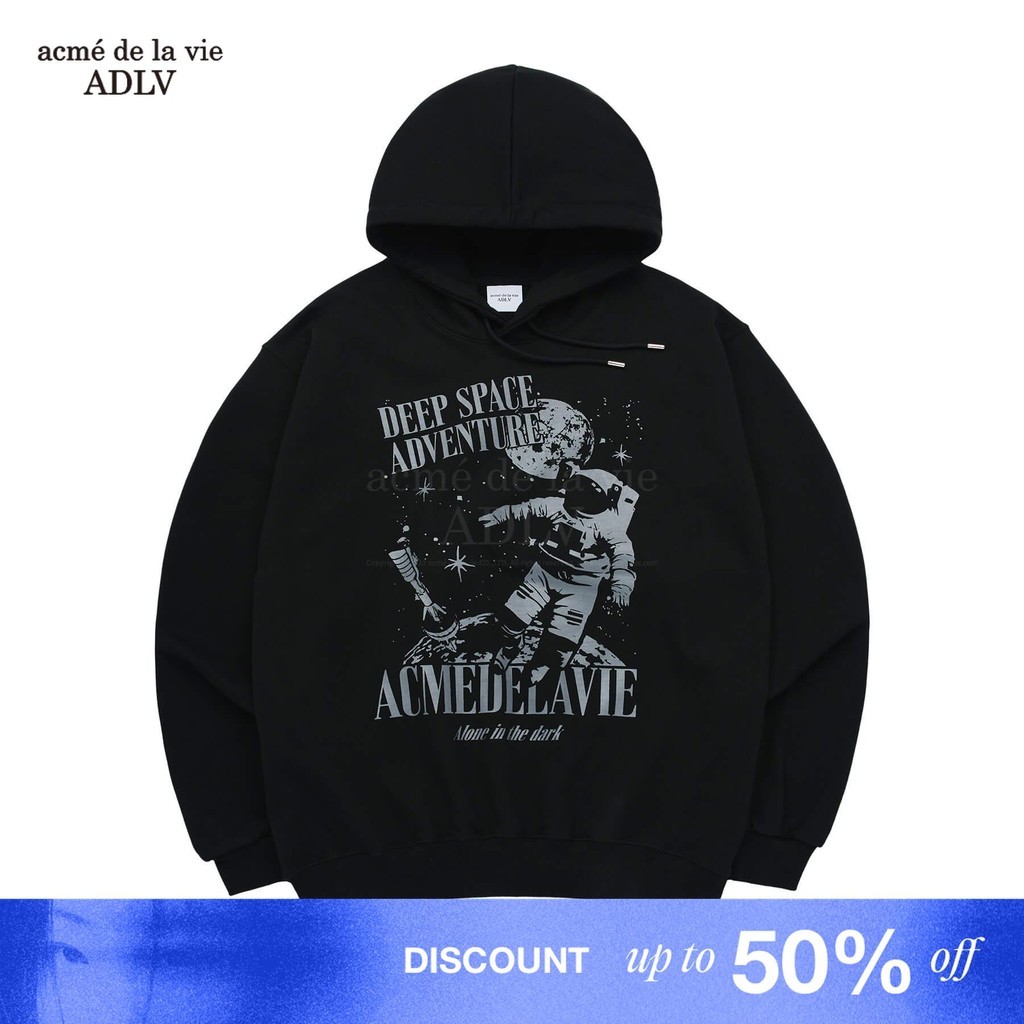[ADLV] Astronaut Adventure Hoodie Black - Hoodie Oversized Fit Unisex acme de la vie