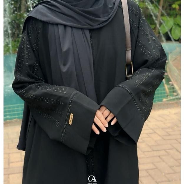 MUSLIM - Abaya Matsura Jetblack by Gerai Aulia Gamis Saudi Payet Hitam Pekat Dress Lebaran Wanita Ca