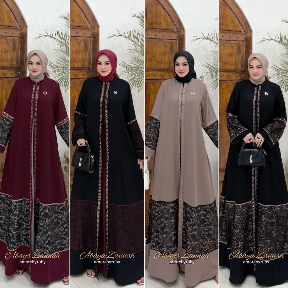 MUSLIM - ABAYA TURKEY/TURKI HITAM ZANNAH AMORE BY RUBY DRESS MUSLIM BRUKAT PAYET IED 2025 MEWAH TERL