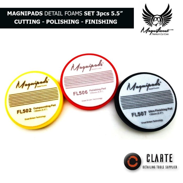 FOAM PAD MESIN POLES MAGNIPADS SET 5.5INCH (CUTTING,POLISH,FINISHING)