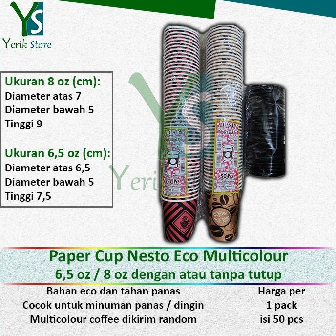 }}}}}}] Paper Cup Nesto Eco Multicolour 8 oz 6,5 oz Motif Coffee GELAS KERTAS KOPI CUP TAHAN PANAS T